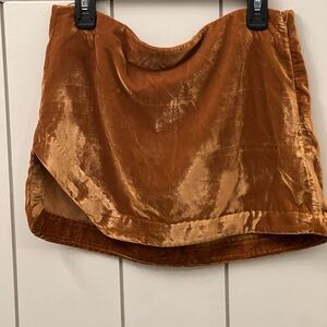 Free People Velvet Mini Skirt in Rich Rust/Cognac - New !